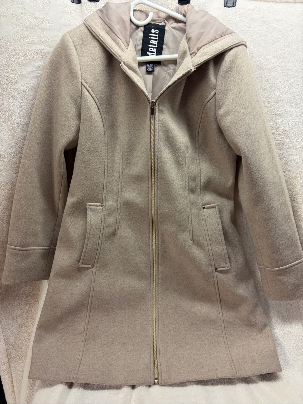Women's Beige Hooded Trench Coat